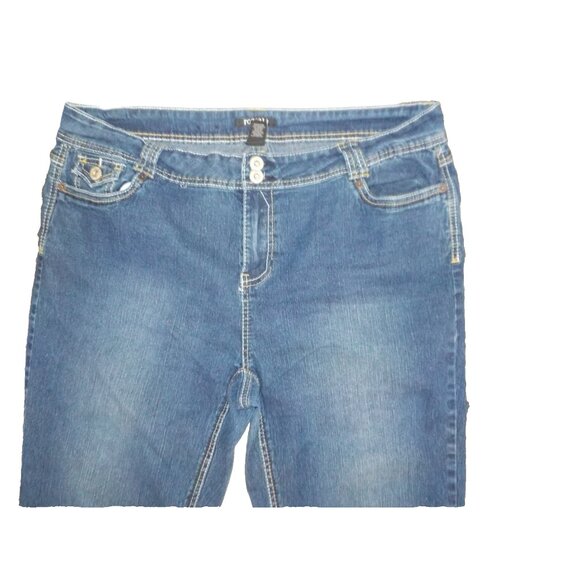 Roz & Ali Blue Denim Stretch Capris Thick Stitched Womens Plus Size 20 (36 x 32) - Picture 2 of 6